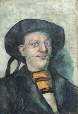 Ecole Française (début XX) HST signée paysan breton bigouden traces de signature