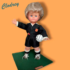 ⚽ Poupée Ancienne CLODREY 38cm VINTAGE - Tenue Arbitre de Foot Custom d'Époque