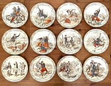 Creil et Montereau 12 assiettes faïence polychrome 19ème Nos Sous Offs 1790-1890