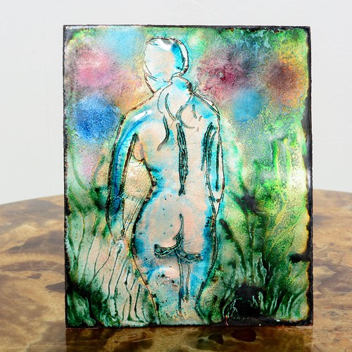 Female nude enamel art 1950s - nude,