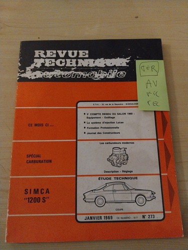 Revue technique simca 1200 - technique,