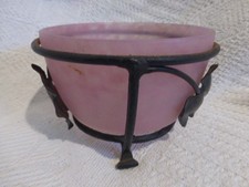 PETITE COUPE VIDE POCHE VERRE MARMOREEN MONTURE FER FORGE ART DECO