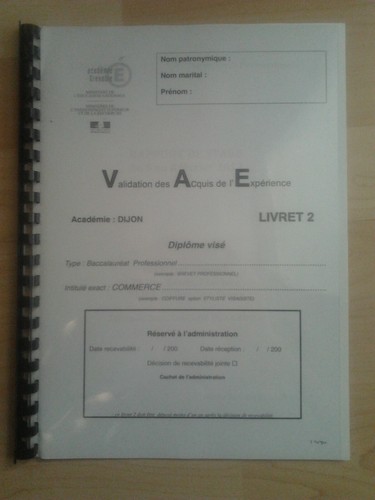 Livret vae bac pro commerce - livret, 2