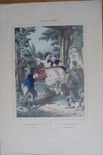 lithographie XIX°s.Plaisirs