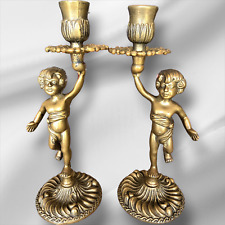 French Rococo Style Bronze Candlesticks Clodion Cherubs (Pair) Candle Holders