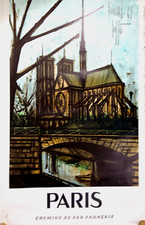 Affiche SNCF - PARIS par Bernard BUFFET - 100x60 cm - 1967's