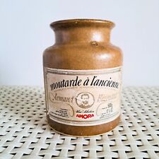 Pot Vintage en Céramique avec Étiquette de Moutarde Armand Bizouard