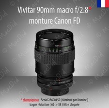 Vivitar 90mm macro f/2.8 monture Canon FD - champignons - fabriqué par Komine