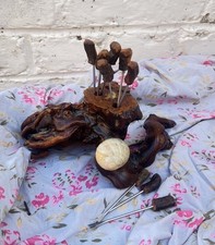 9 French hors d’oeuvre Forks Set Wood Nut Picks Seafood Snail Escargot Vine