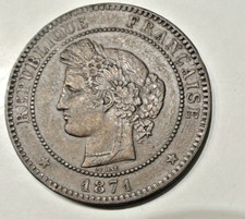 10 CENTIMES CERES 1871  petit  A RARE en état SUP