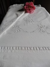 Ancien drap lin coton ecru - x,