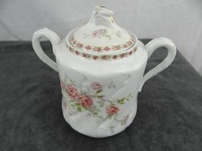 Antique French Porcelain Covered Sugar Bowl - Roses 