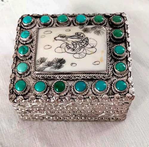 Boite argent turquoise - en,