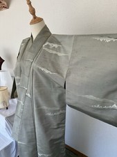 Brillant Soie Kimono Japonais Antique Vintage Robe Cardigan Original Almost Gris