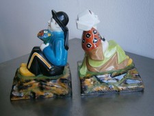 Serre livres Art Déco Céramique Desvres 1930 Fiancées Bretons Costume