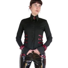 Chemise fetish Gothique, Uniforme, Boucle Vinyle, Coton Noir L 40 42 Lip Service