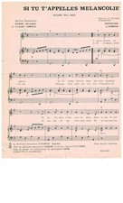 PARTITION " SI TU T'APPELLES MELANCOLIE  " JOE DASSIN .  PVG