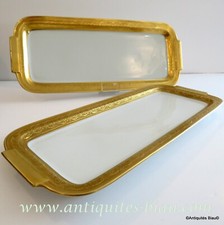 HAVILAND plat à cake  en porcelaine de Limoges Thistle Or signée