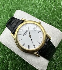 MONTRE HOMME 18K GP RAYMOND WEIL CADRAN ROND BLANC FABRICATION SUISSE années ...