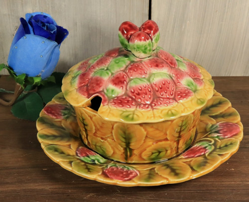 Ancien confiturier fraises - confiturier,