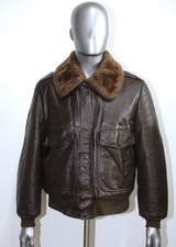 Vintage 70s Fur Lining Brown Leather A-2 Flight Jacket BERMAN'S 40Rg Made in USA