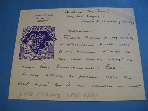 Jean max eylaud - eylaud, autographe