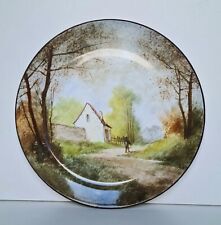 Assiette faïence Creil & Montereau décor peint paysage de campagne fin 19ème