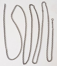 Grand sautoir collier ARGENT massif jaseron guilloché 19e s silver chain 35 gr