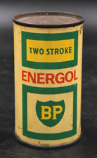 Ancien Bidon Huile Boite BP Energol 2 Temps Scellé Motor Oil Tin Can No Shell