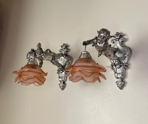 Paire appliques angelots - paire, d'appliques,