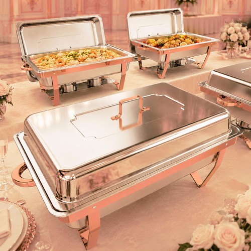 Rose gold rectangular chafing - rectangular,