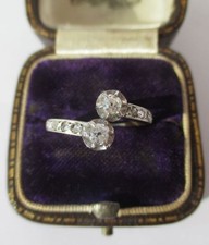 Bague Toi et Moi Belle Epoque Diamants Or rose 18 carats et Platine Fiançailles