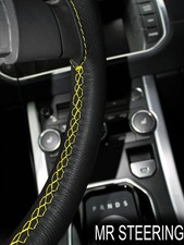 Couvre Volant En Cuir Véritable Jaune À Double Couture Pour Jaguar XJ X308 97-02
