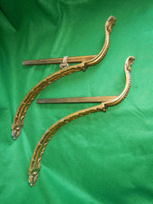 Grande paire de support tringles à rideaux embrases en Bronze Doré