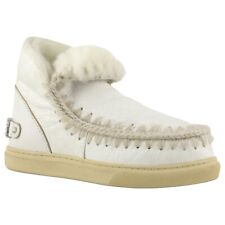 Bottines Femme Mou Eskimo Sneaker Rhinestone Logo Cuir Waxi Blanc