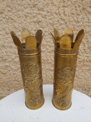 Paire vases obus travail - travail, de
