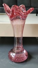 Vase florale/Verrerie de Clichy verre d Art soufflé/ tons camaieus de rose/25cm