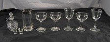 Lot of 8 Wine Champagne Water Shot Glasses & Crystal Cruet With Stopper  T2Y25