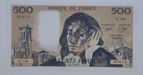 Billet 500 francs pascal émis - pascal,