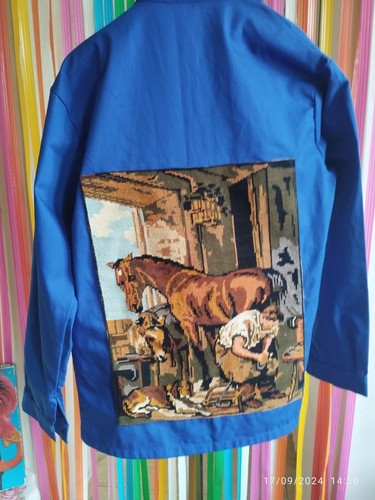 Bleu travail canevas - de,