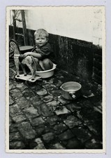 Snapshot - CHILD'S PLAY Original Vintage Found Photo 1950s Wooden Horse Toy, Boy