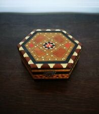 Artesania Granadina V. Molero Très Belle Boîte Hexagonal En Marqueterie Miroir