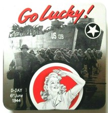 D DAY 1945 Normandie US GI boys SEXY pin up tin box WW2 WILLYS JEEP LUCKY STRIKE