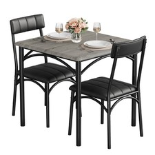 Ensemble repas 3 pièces pour 2 personnes – Table + 2 chaises modernes noires