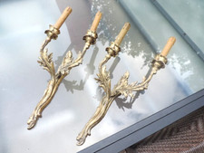 👍 ANTIQUE SCONCES FLAMBEAU LAMP LOUIS XV BAROQUE 2 APPLIQUE TORCHERE LAMPE ☺️