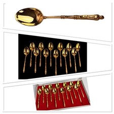 12 petites cuilleres à café en metal doré a l'or fin de marque SFAM