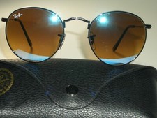 Ray ban RB3447 50 21 145 3N Bleu à Reflets Rond Métal Aviateur Lunettes W/ Étui
