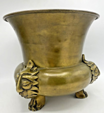 Antique english bronze planter 19th century lion heads
