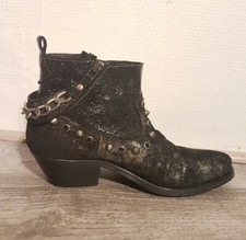 DESTOCKAGE BOTTINES Philippe Morvan TAILLE 38 / BOOTS CUIR NOIR / H411