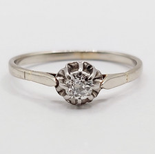 Bague solitaire art deco or blanc 18k diamant taille ancienne (circa 1920)